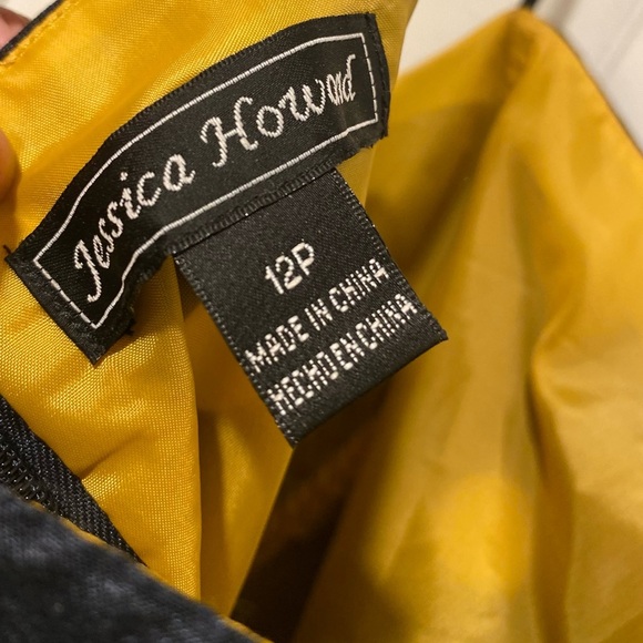 Navy blue Polka Dot Dress with Yellow Accent - Picture 4 of 4